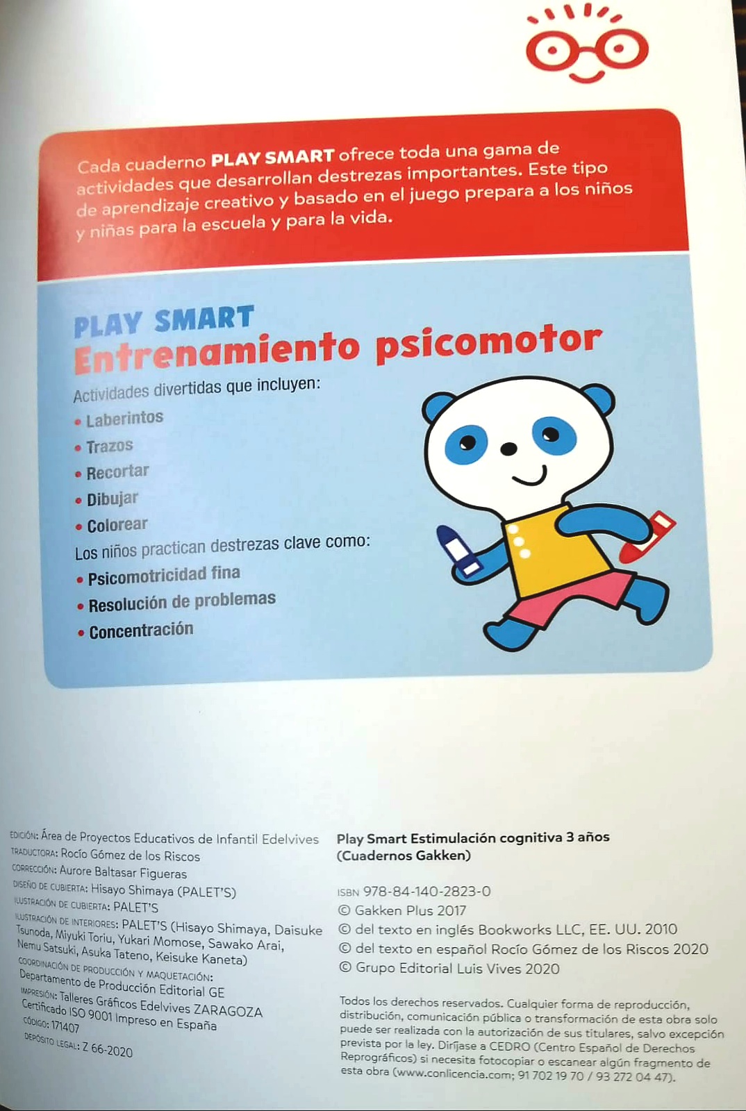 PLAY SMART 3 ANOS ENTRENAMIENTO PSICOMOTOR, Comprar libro 9788414031926